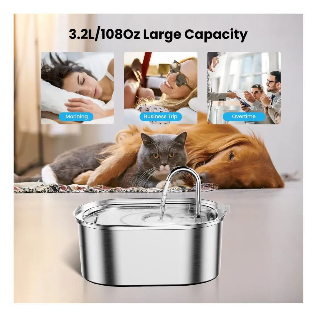 Natqua | AquaPet Smart – Fontaine à eau intelligente de 3,2 L pour chats et chiens